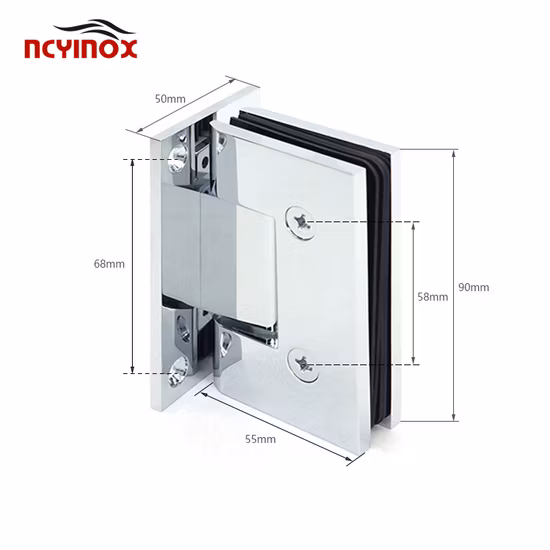 90 Degree Wall to Glass Door Hinge Brass Bathroom Offset 5 Degrees Glass Shower Hinge