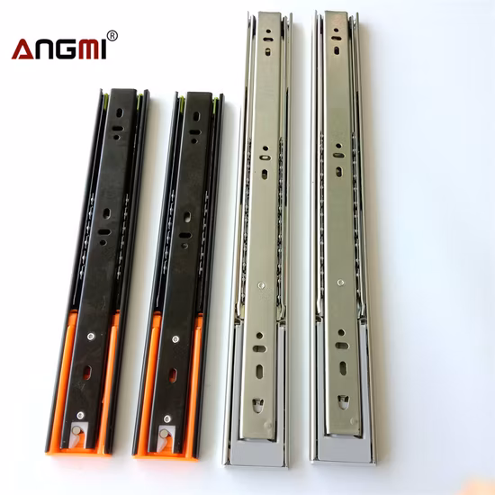 Furniture Hardware Cabinet Hardware 45mm Double Spring Telescopic Channel Soft Closing Full Extension Ball Bearing Drawer Slide